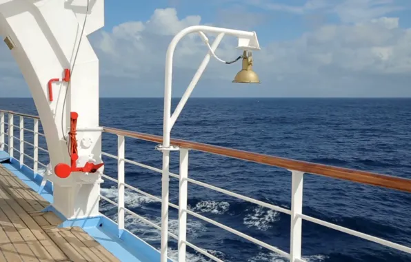Sea, lights, deck, Sunny day, cruise liner