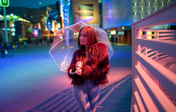 Picture girl, the evening, umbrella, Little Caprice, Pornstar, Whim