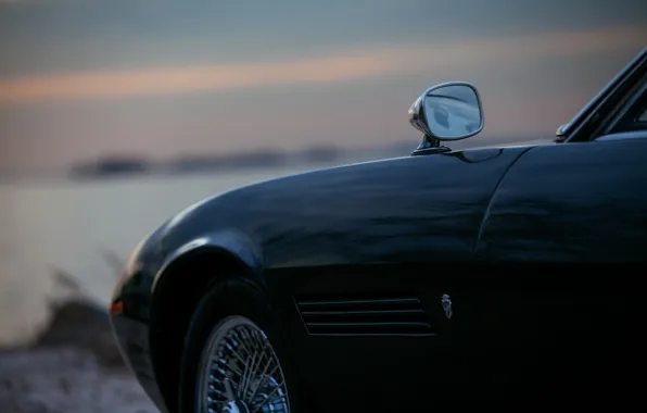 Black, Maserati, mirror, 1969, Roadster, body, spider, Ghibli Spider