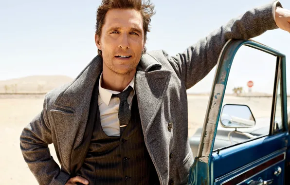 Picture road, machine, actor, male, Matthew McConaughey, Matthew McConaughey