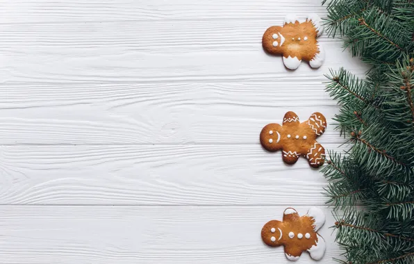 New year, Holiday, Cookies, Fir-tree branches