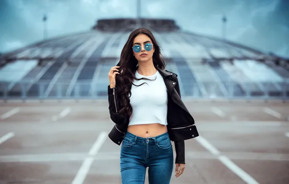 Sexy, pose, background, model, portrait, jeans, makeup, Mike
