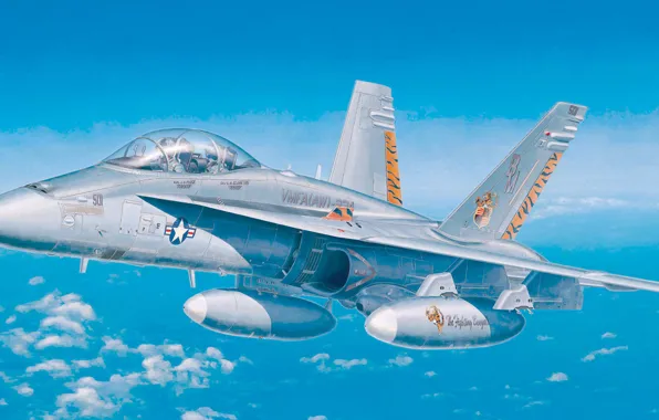 Picture airplane, painting, aviation, jet, Boeing F/A-18E/F Super Hornet