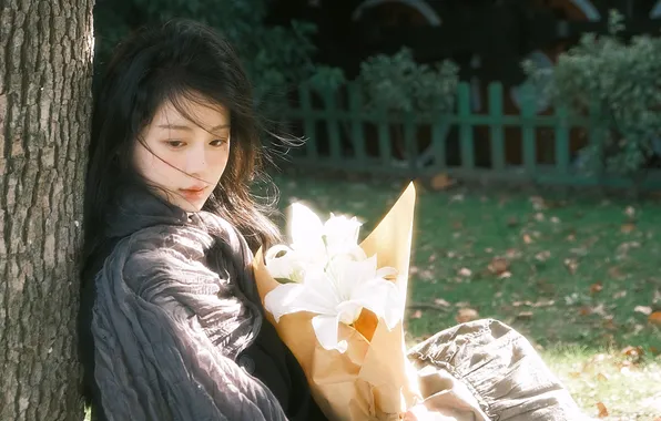 Girl, flower, woman, beautiful, model, asian, female, lady