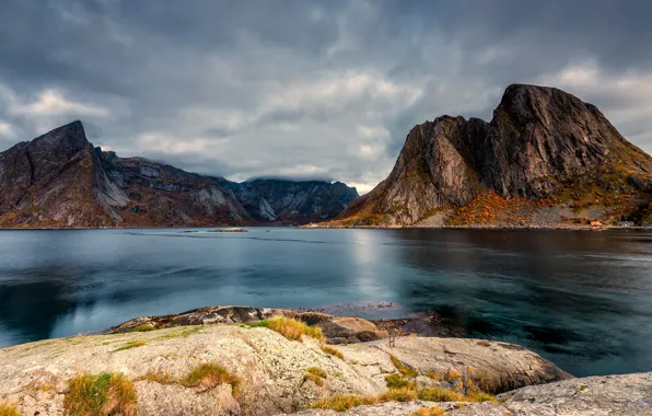 Autumn, the sky, clouds, landscape, mountains, nature, stones, overcast
