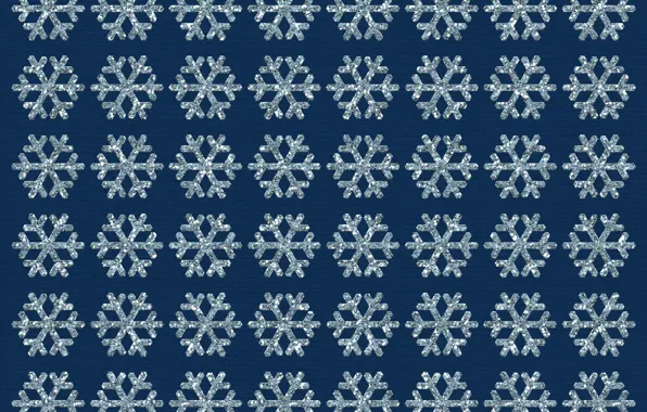 Winter, snowflakes, texture, Christmas, New year, blue background, symmetry, the same