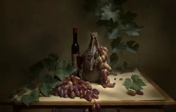 Berry, grapes, decanter