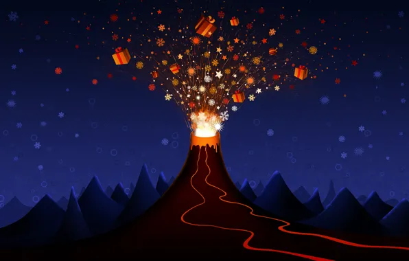 The explosion, the volcano, gifts