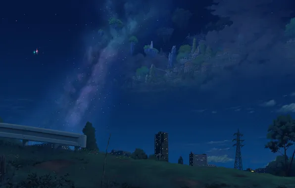 Picture clouds, night, isai shizuka