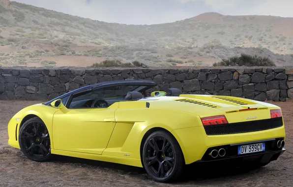 The fence, convertible, rear view, spider, Lamborghini, lamborghini gallardo lp560-4 spyder, Gallardo лп560-4