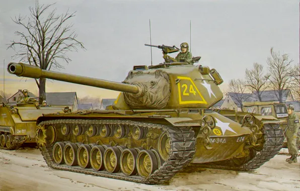 Picture war, art, painting, tank, M103 heavy tank