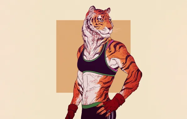 Minimalism, Tiger, Cat, Style, Background, Art, Art, Tiger
