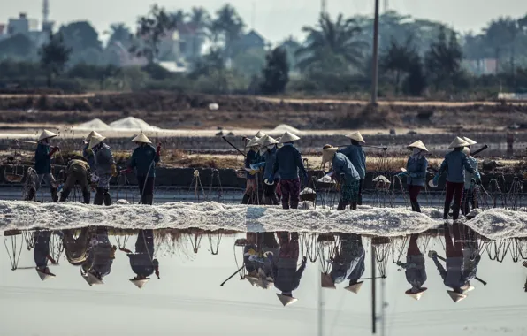 Water, asia, people, Vietnam, workers, SALT FIELD WORKERS VIETNAM