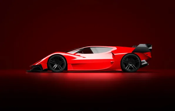 Red, Auto, Machine, Style, Background, Red, Car, Art