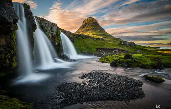 Mountains, nature, river, waterfall