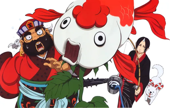 Surprise, dog, the demon, bucket, rod, shiro, hoozuki, hoozuki no reitetsu