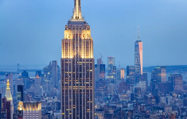 Picture building, New York, panorama, Manhattan, skyscrapers, Manhattan, New York City, Empire State Building