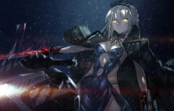 Sword, armor, anime, ken, blade, warrior, oppai, Saber