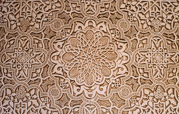 Texture, ornament, skill, woodcarving, Moorish pattern