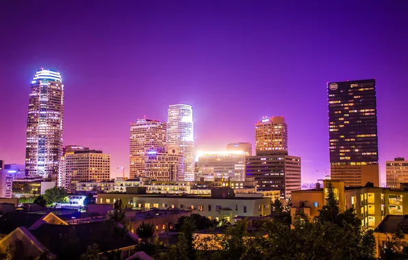 Lights, Night, CA, USA, USA, Los Angeles, California, Downtown