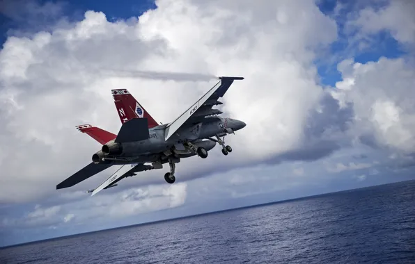 Picture sea, fighter, the rise, Super Hornet, deck, FA-18F