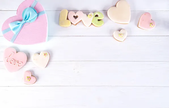 Picture box, gift, heart, love, heart, pink, romantic, cookies