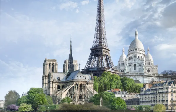 Paris, Paris, France, monuments, eiffel tower, dostoprimechatelnosti, Notre dame de Paris