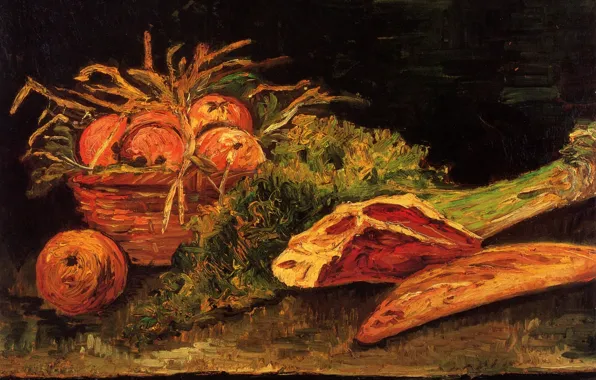 Vincent van Gogh, Still Life with Apples, Meat and a Roll