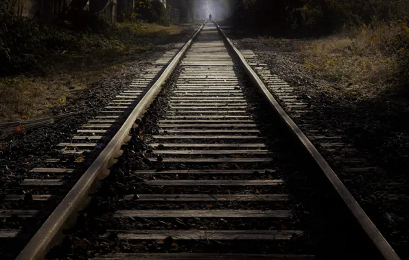 Picture night, silhouette, railroad