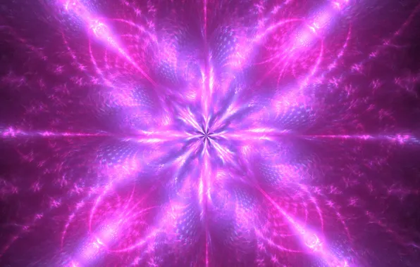 Picture flower, rays, abstraction, background, star, glow, purple, fractal