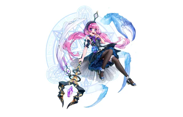 Girl, sexy, thighhighs, pink hair, long hair, dress, boobs, anime