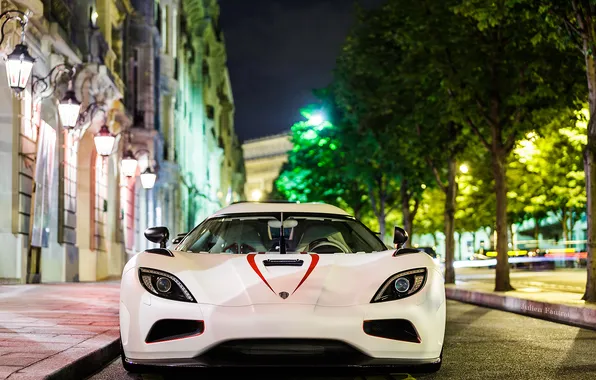 Night, the city, lights, Koenigsegg, AgeraR