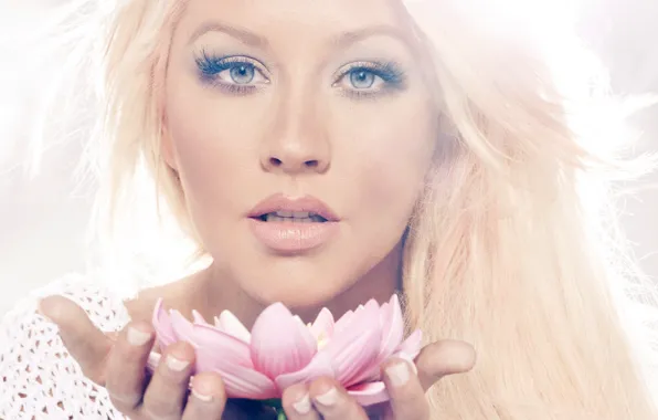 Picture girl, blonde, Lotus, singer, Christina Aguilera, Christina Aguilera