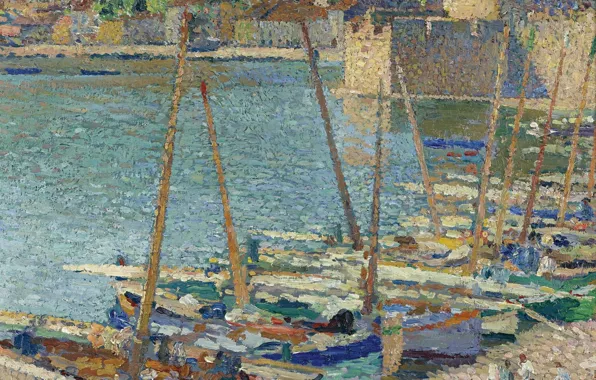 Landscape, picture, Henri-Jean Guillaume Martin, Henri Matrin, Fishing Boats on the Shore at Collioure