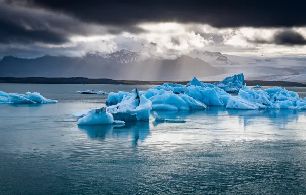 Picture ice, winter, Iceland, pond