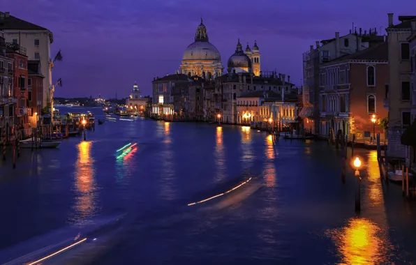 Picture night, the city, building, home, lighting, lights, Italy, Venice