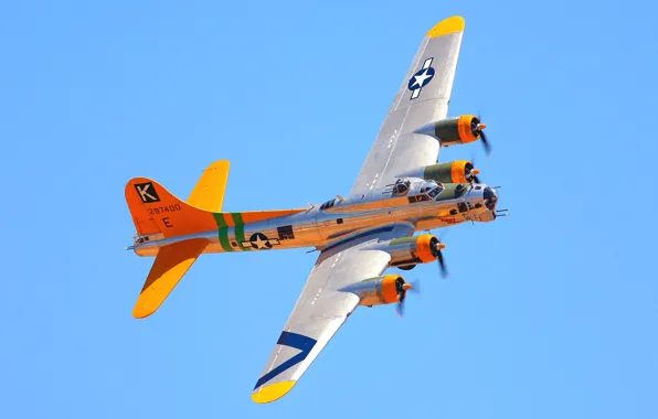 The sky, flight, the plane, color, bomber, Boeing, B-17, flying fortress