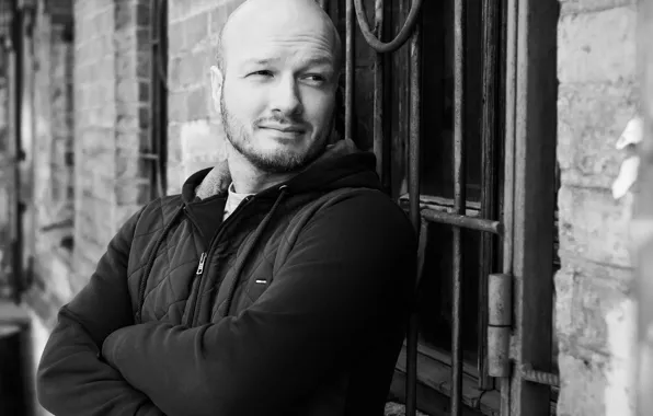 Pose, male, actor, bristles, black and white, Nikita Panfilov