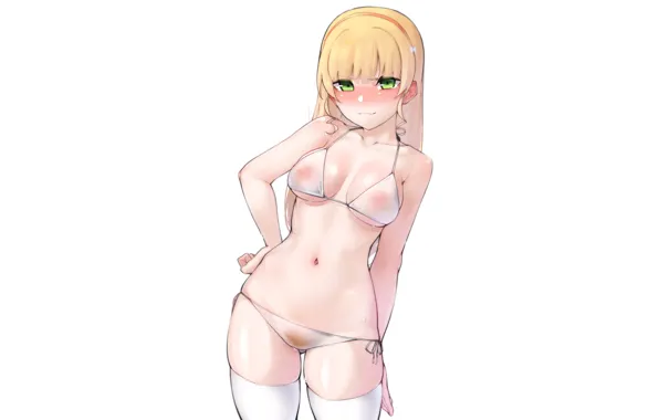 Kawaii, girl, bra, panties, boobs, anime, blonde, cute