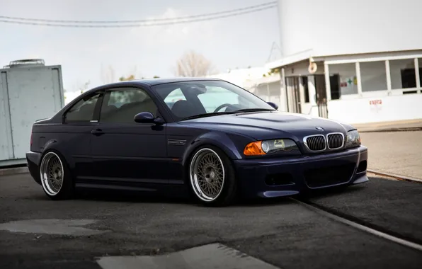 BMW, Blue, Side, BMW M3, Rails, BMW E46
