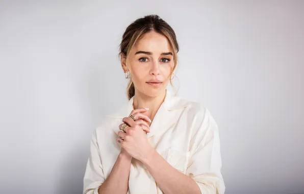 Look, girl, decoration, pose, photo, actress, shirt, Emilia Clarke