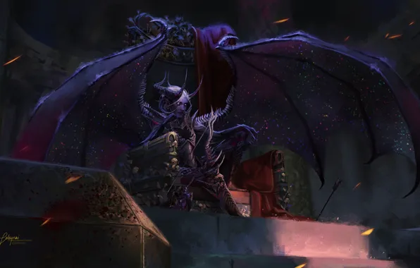 Look, wings, the demon, fantasy, art, the throne