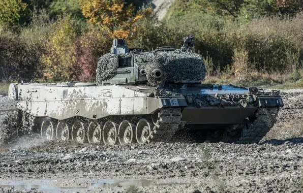 Field, dirt, the barrel, tank, combat, Leopard 2, maneuvers