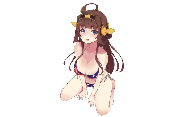 Girl, sexy, cleavage, long hair, brown hair, boobs, anime, beautiful