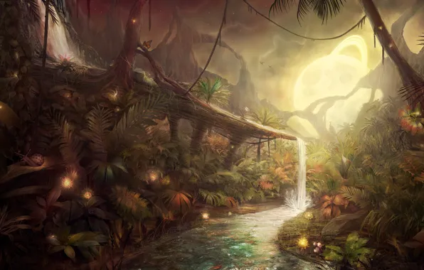 Trees, stream, planet, snail, jungle, avatar, Pandora