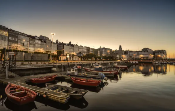 Home, boats, morning, Spain, promenade