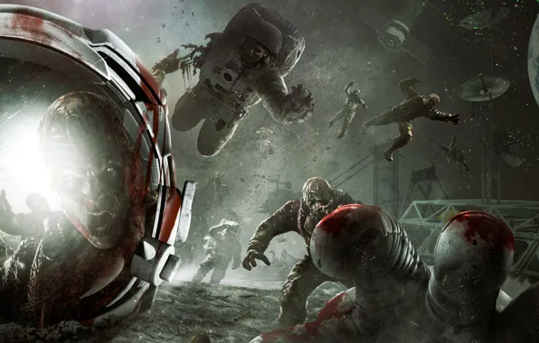 Picture space, stars, earth, the moon, station, zombies, astronauts, Call of Duty