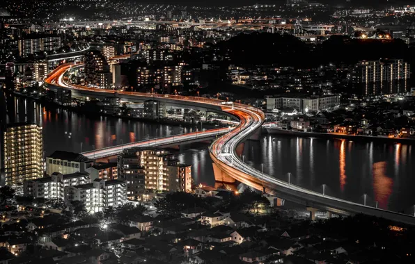 Landscape, night, the city