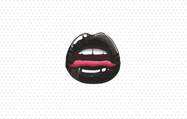 Picture figure, graphics, lips, hearts, black, black, lips, black lips