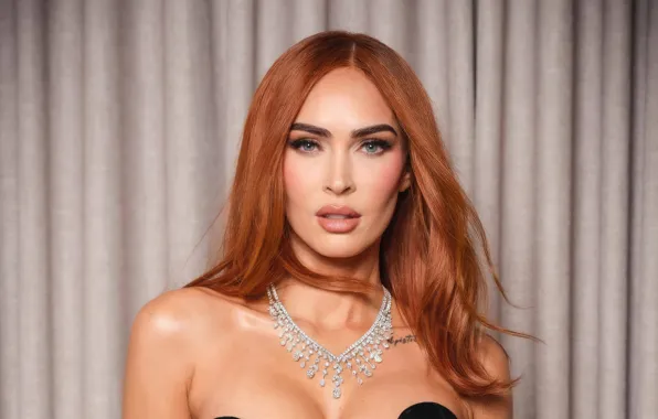 Megan Fox, Megan Fox, makeup, actress, tattoo, red, hair